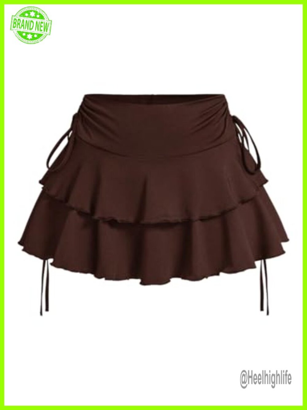 Y2K Ruffle Hem Mini Skirt Low Rise A-Line Coquette Bow Detail